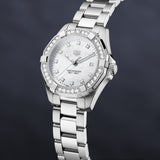  Shop Authentic Tag Heuer Aquaracer Diamonds Mother of Pearl White Dial Silver Steel Strap Watch for Women - WBD1415.BA0741 - Luxxuri
