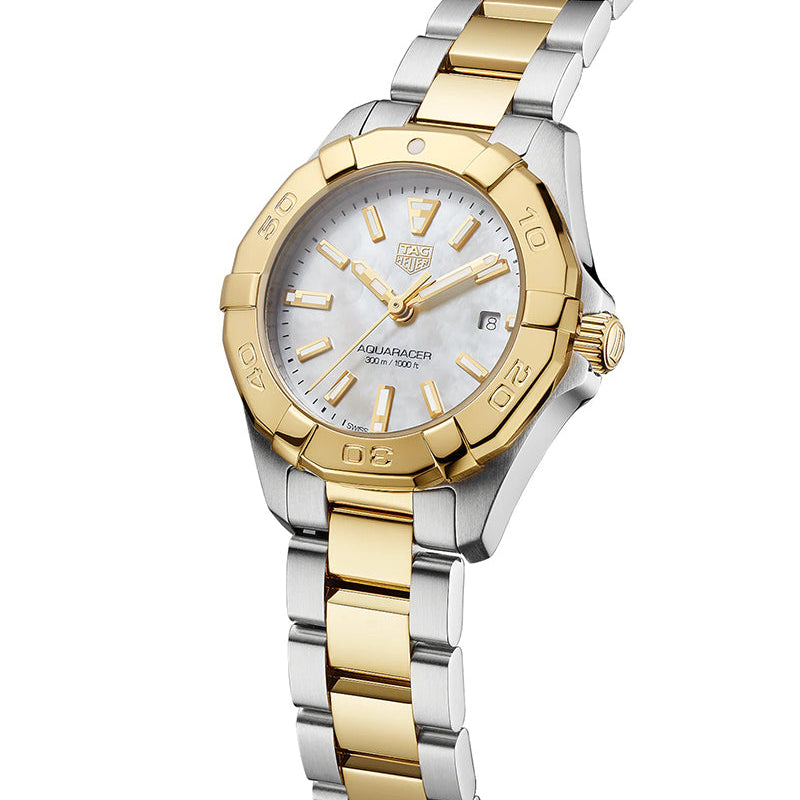  Shop Authentic Tag Heuer Aquaracer Mother of Pearl Dial Two Tone Steel Strap Watch for Men - WBD1420.BB0321 - Luxxuri