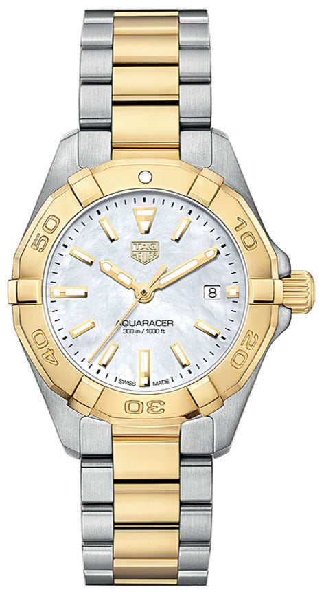  Shop Authentic Tag Heuer Aquaracer Mother of Pearl Dial Two Tone Steel Strap Watch for Men - WBD1420.BB0321 - Luxxuri