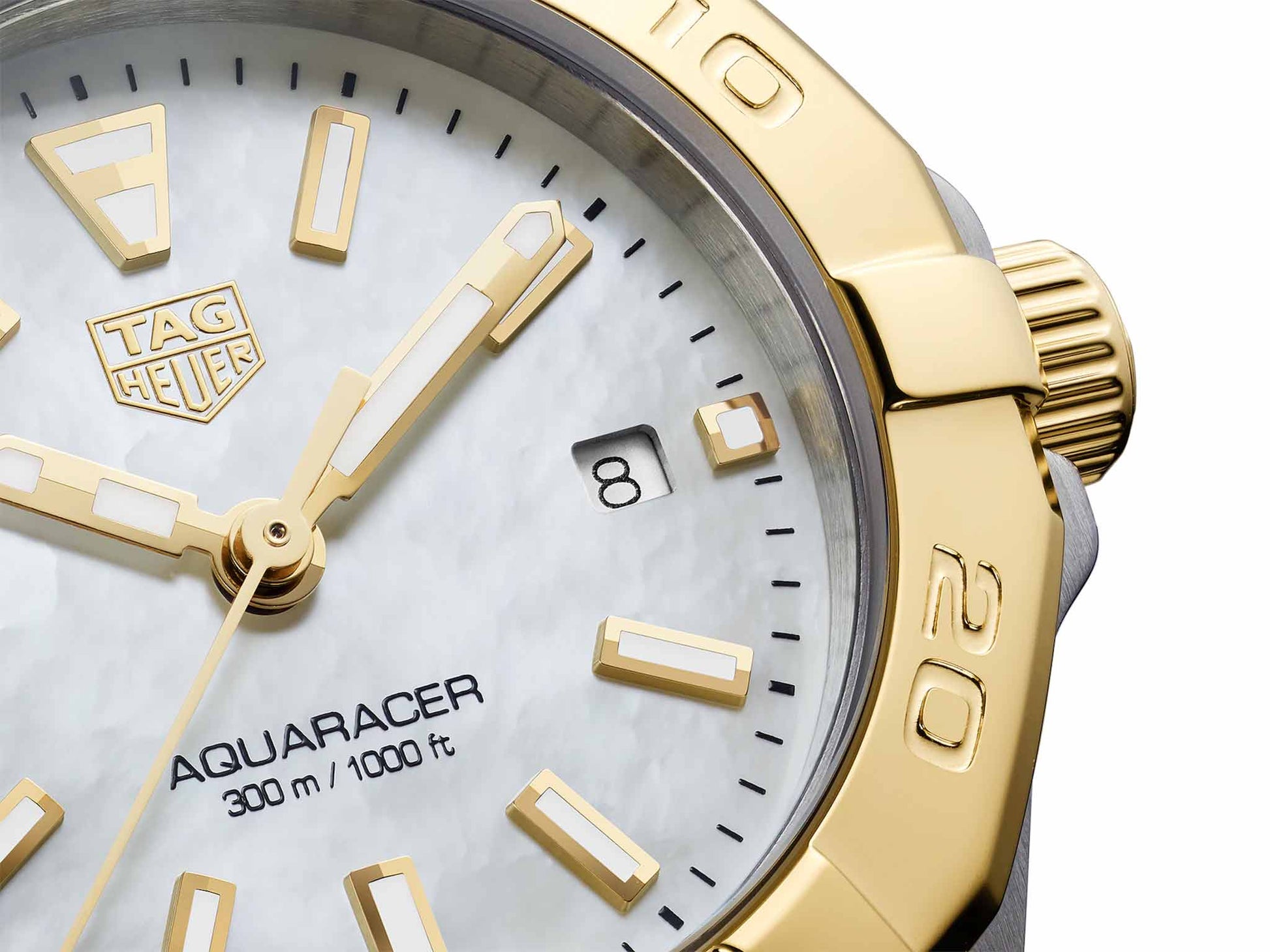 Shop Authentic Tag Heuer Aquaracer Mother of Pearl Dial Two Tone Steel Strap Watch for Men - WBD1420.BB0321 - Luxxuri