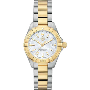  Shop Authentic Tag Heuer Aquaracer Diamonds Mother of Pearl Dial Two Tone Steel Strap Watch for Men - WBD1422.BB0321 - Luxxuri