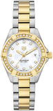  Shop Authentic Tag Heuer Aquaracer Quartz Diamonds Mother of Pearl Dial Two Tone Steel Strap Watch for Women - WBD1423.BB0321 - Luxxuri