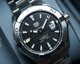  Shop Authentic Tag Heuer Aquaracer Automatic Caliber 5 Black Dial Silver Steel Strap Watch for Men - WBD2110.BA0928 - Luxxuri