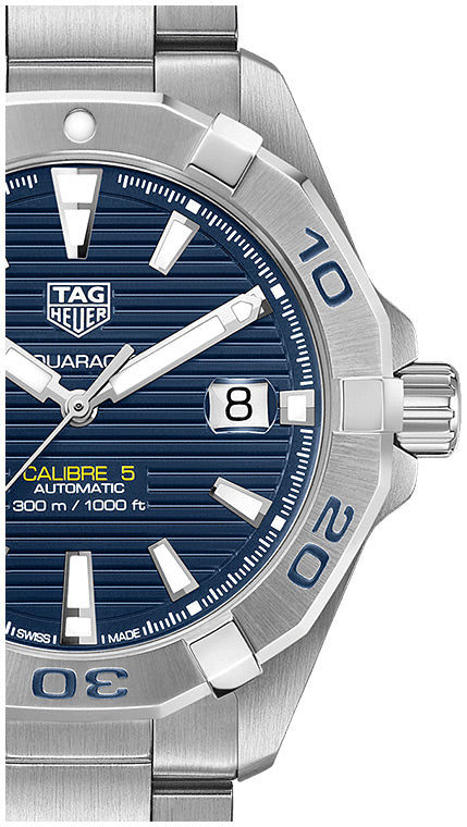  Shop Authentic Tag Heuer Aquaracer Automatic Blue Dial Silver Steel Strap Watch for Men - WBD2112.BA0928 - Luxxuri