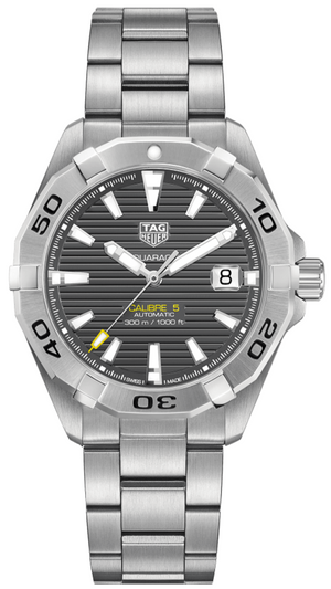  Shop Authentic Tag Heuer Aquaracer Calibre 5 Grey Dial Silver Steel Strap Watch for Men - WBD2113.BA0928 - Luxxuri