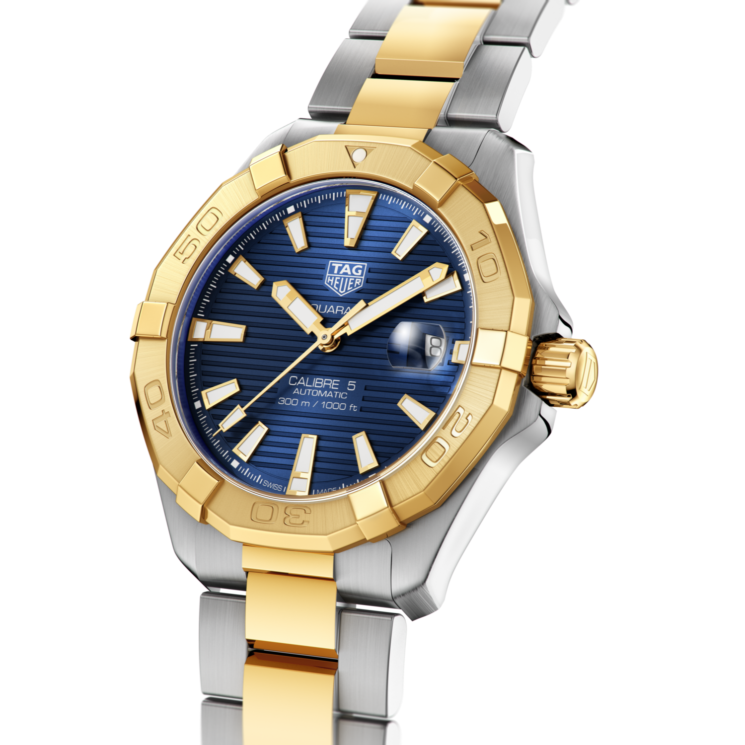  Shop Authentic Tag Heuer Aquaracer Calibre 5 Blue Dial Two Tone Steel Strap Watch for Women - WBD2120.BB0930 - Luxxuri
