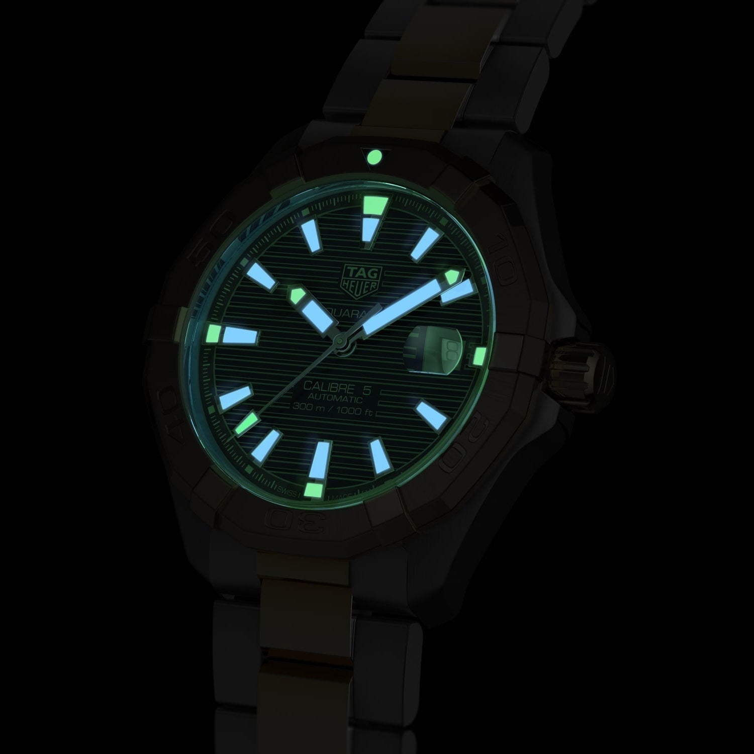  Shop Authentic Tag Heuer Aquaracer Calibre 5 Blue Dial Two Tone Steel Strap Watch for Women - WBD2120.BB0930 - Luxxuri