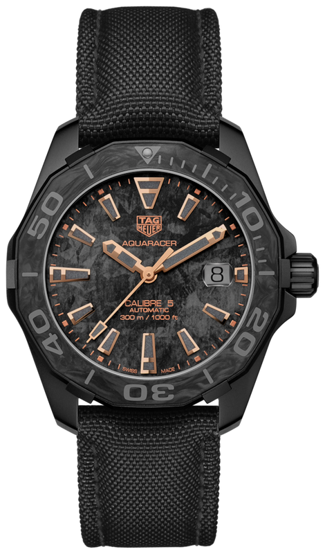  Shop Authentic Tag Heuer Aquaracer Calibre 5 Black NATO Strap Carbon Dial Watch for Men - WBD218A.FC6445 - Luxxuri