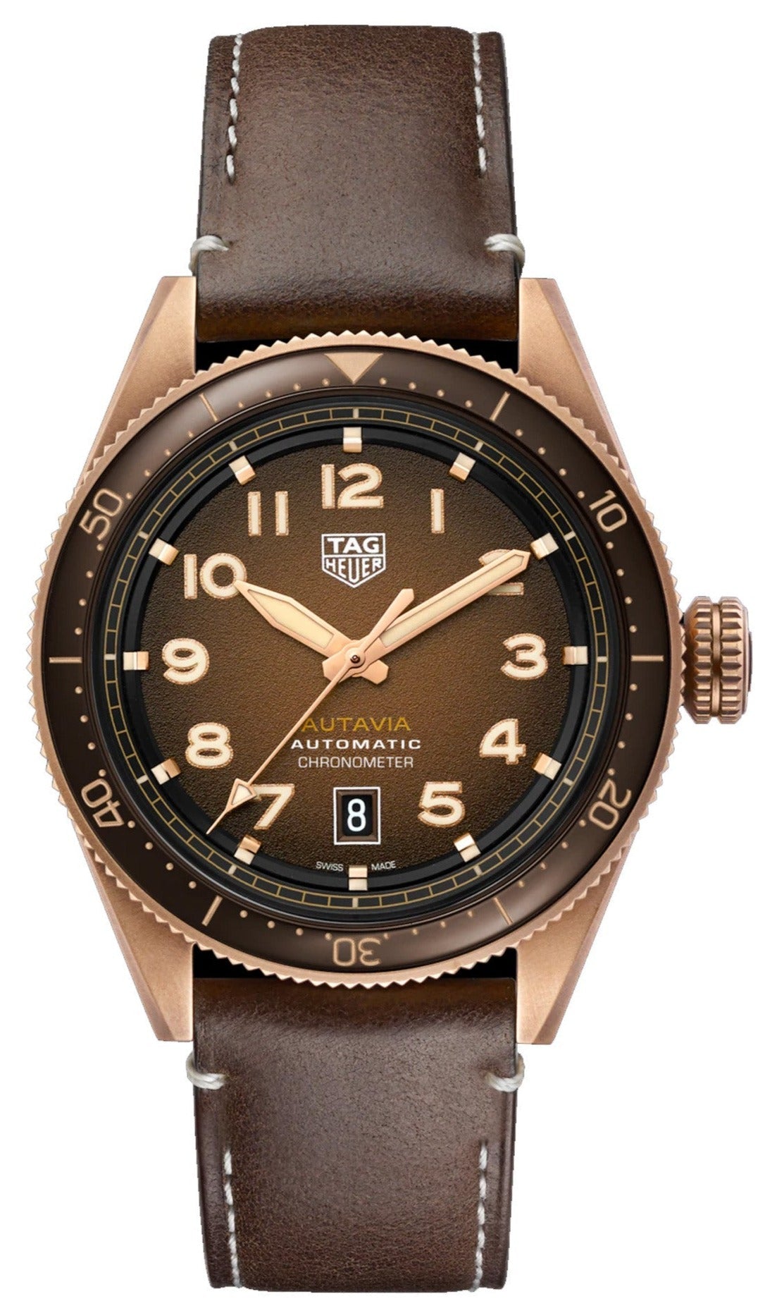  Shop Authentic Tag Heuer Autavia Brown Dial Brown Leather Strap Watch for Men - WBE5191.FC8276 - Luxxuri