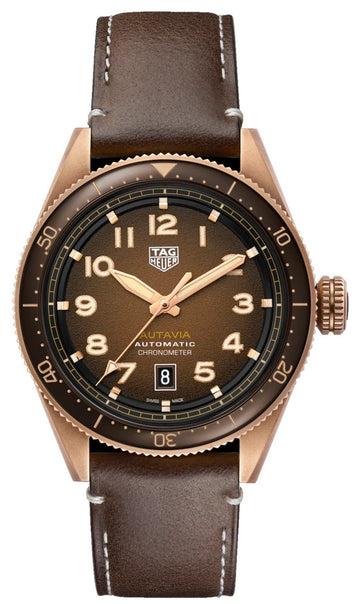  Shop Authentic Tag Heuer Autavia Brown Dial Brown Leather Strap Watch for Men - WBE5191.FC8276 - Luxxuri