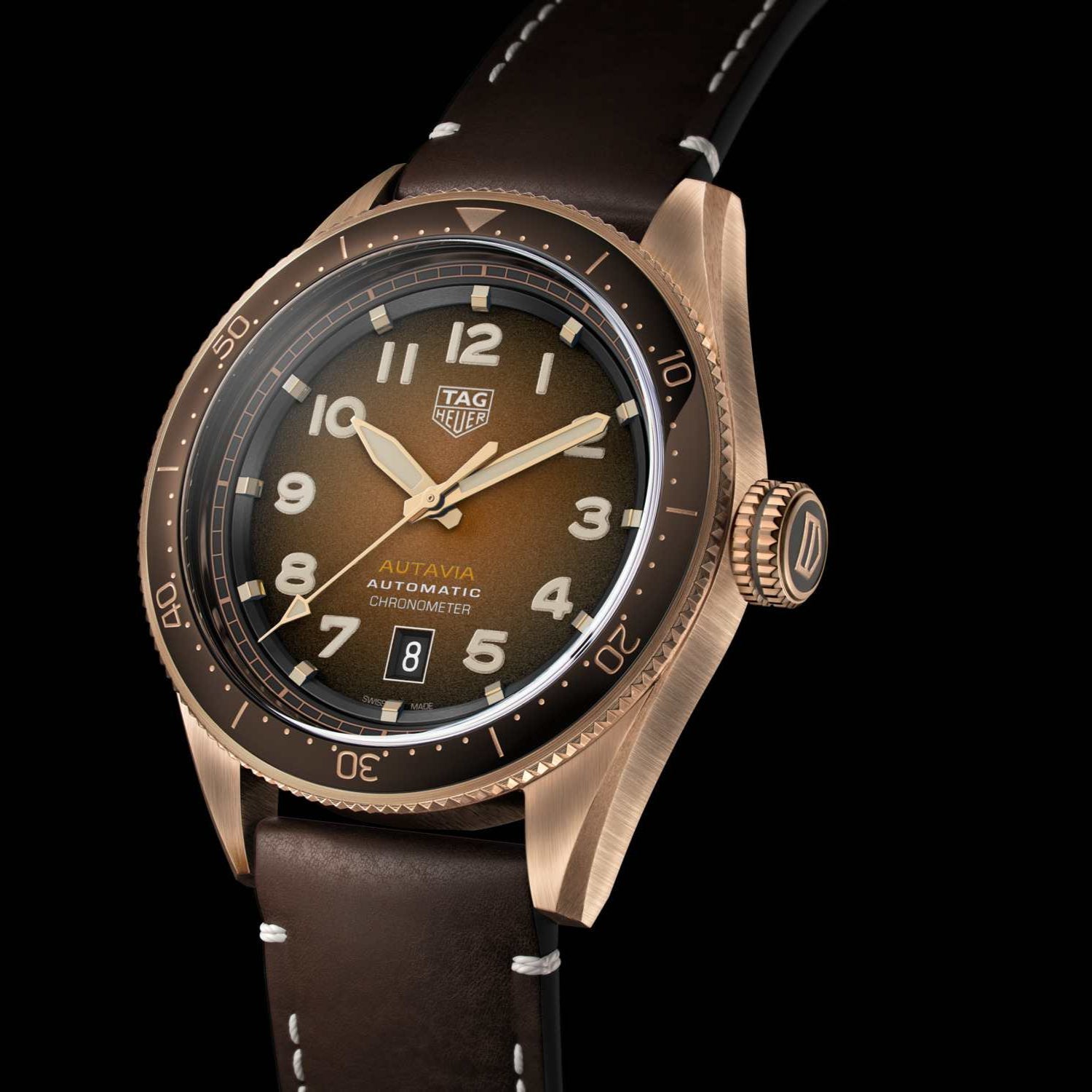  Shop Authentic Tag Heuer Autavia Brown Dial Brown Leather Strap Watch for Men - WBE5191.FC8276 - Luxxuri