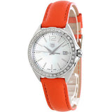  Shop Authentic Tag Heuer Formula 1 Quartz Diamonds Mother of Pearl Dial Orange Leather Strap Watch for Women - WBJ131A.FC8250 - Luxxuri