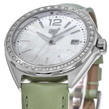  Shop Authentic Tag Heuer Formula 1 Quartz Diamonds Mother of Pearl Dial Green Leather Strap Watch for Women - WBJ131A.FC8249 - Luxxuri
