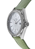  Shop Authentic Tag Heuer Formula 1 Quartz Diamonds Mother of Pearl Dial Green Leather Strap Watch for Women - WBJ131A.FC8249 - Luxxuri