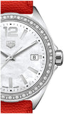  Shop Authentic Tag Heuer Formula 1 Quartz Diamonds Mother of Pearl Dial Orange Leather Strap Watch for Women - WBJ131A.FC8250 - Luxxuri