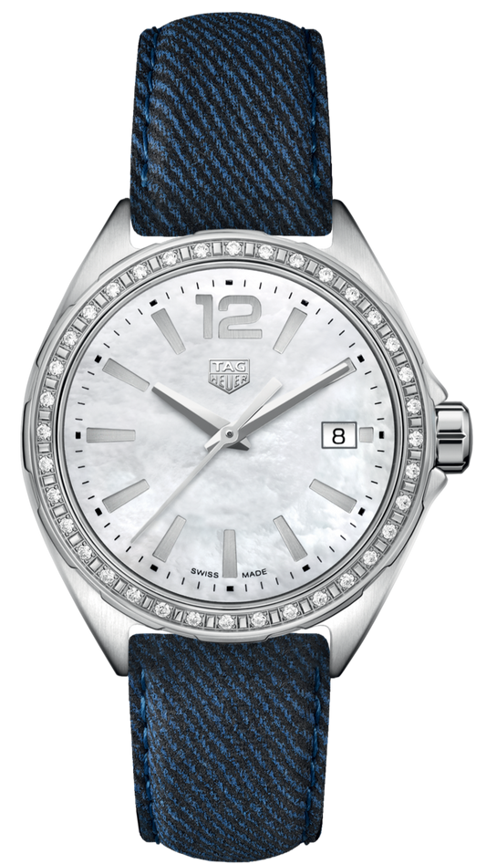 Tag Heuer Formula 1 Quartz Diamonds Mother of Pearl Dial Blue Leather Strap Watch for Women - WBJ131A.FC8251
