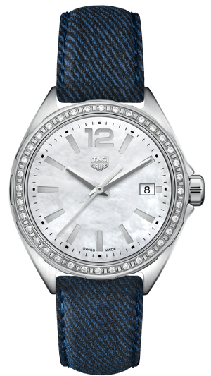  Shop Authentic Tag Heuer Formula 1 Quartz Diamonds Mother of Pearl Dial Blue Leather Strap Watch for Women - WBJ131A.FC8251 - Luxxuri
