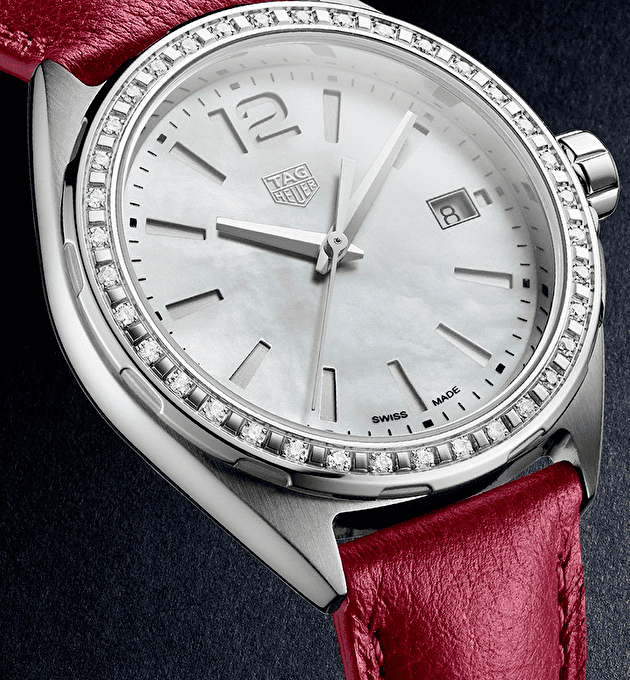  Shop Authentic Tag Heuer Formula 1 Quartz Mother of Pearl Dial Red Leather Strap Watch for Women - WBJ131A.FC8253 - Luxxuri