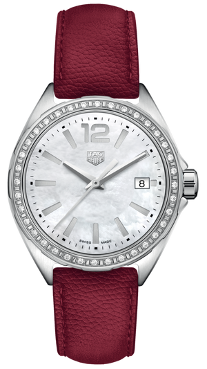  Shop Authentic Tag Heuer Formula 1 Quartz Mother of Pearl Dial Red Leather Strap Watch for Women - WBJ131A.FC8253 - Luxxuri