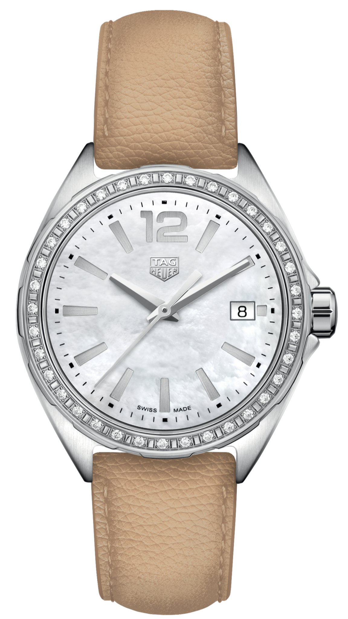 Tag Heuer Formula 1 Quartz Diamonds Mother of Pearl Dial Beige Leather Strap Watch for Women - WBJ131A.FC8254