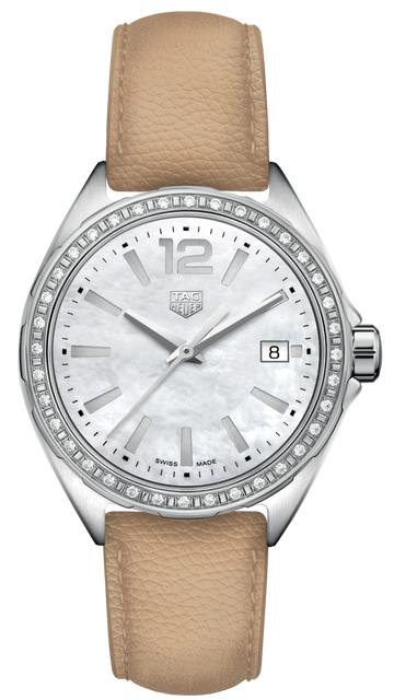 Tag Heuer Formula 1 Quartz Diamonds Mother of Pearl Dial Beige Leather Strap Watch for Women - WBJ131A.FC8254