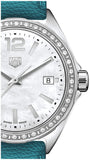 Shop Authentic Tag Heuer Formula 1 Quartz Diamonds Mother of Pearl Dial Blue Leather Strap Watch for Women - WBJ131A.FC8256 - Luxxuri