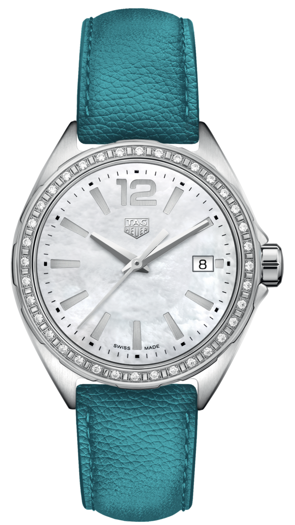 Tag Heuer Formula 1 Quartz Diamonds Mother of Pearl Dial Blue Leather Strap Watch for Women - WBJ131A.FC8256