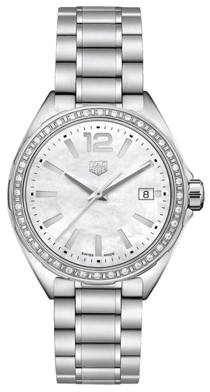  Shop Authentic Tag Heuer Formula 1 Quartz Diamonds Mother of Pearl Dial Silver Steel Strap Watch for Women - WBJ131A.BA0666 - Luxxuri