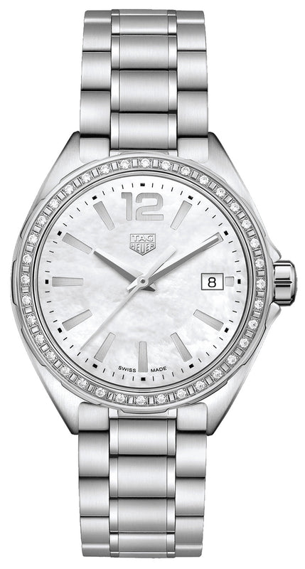  Shop Authentic Tag Heuer Formula 1 Quartz Diamonds Mother of Pearl Dial Silver Steel Strap Watch for Women - WBJ131A.BA0666 - Luxxuri