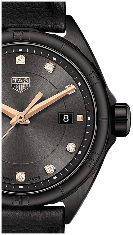  Shop Authentic Tag Heuer Formula 1 Diamonds Black Dial Black Leather Strap Watch for Women - WBJ1417.FC8234 - Luxxuri