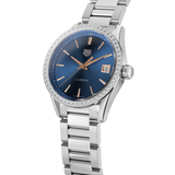  Shop Authentic Tag Heuer Carrera Quartz Diamonds Blue Dial Silver Steel Strap Watch for Women - WAR1114.BA0601 - Luxxuri