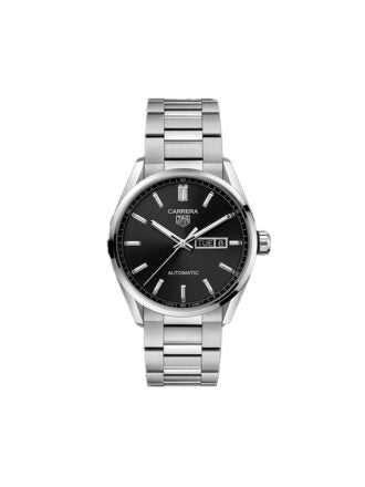 Tag Heuer Carrera Day Date Automatic Black Dial Silver Steel Strap Watch for Men - WBN2010.BA0640