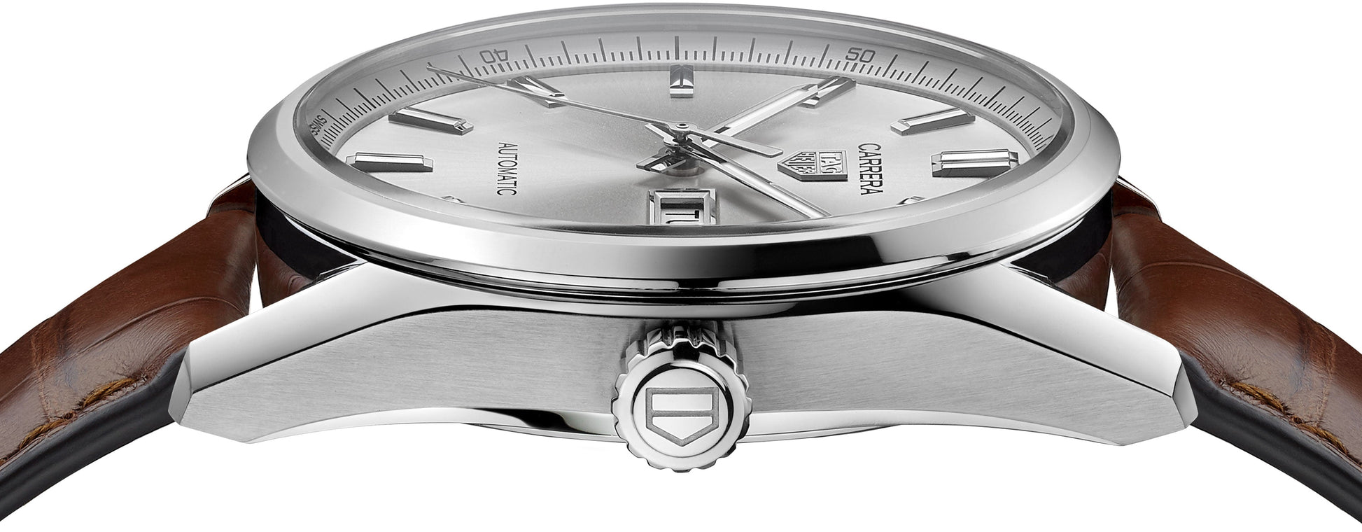  Shop Authentic Tag Heuer Carrera Day Date Silver Dial Brown Leather Strap Watch for Men - WBN2011.FC6484 - Luxxuri