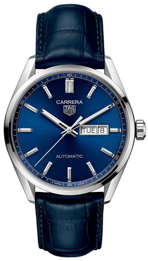  Shop Authentic Tag Heuer Carrera Day Date Blue Dial Blue Leather Strap Watch for Men - WBN2012.FC6502 - Luxxuri