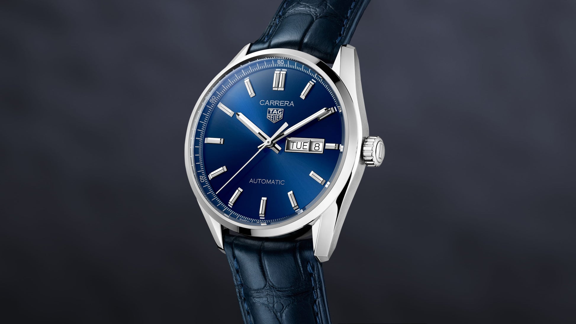  Shop Authentic Tag Heuer Carrera Day Date Blue Dial Blue Leather Strap Watch for Men - WBN2012.FC6502 - Luxxuri