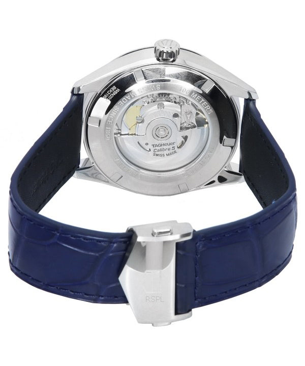  Shop Authentic Tag Heuer Carrera Day Date Blue Dial Blue Leather Strap Watch for Men - WBN2012.FC6502 - Luxxuri