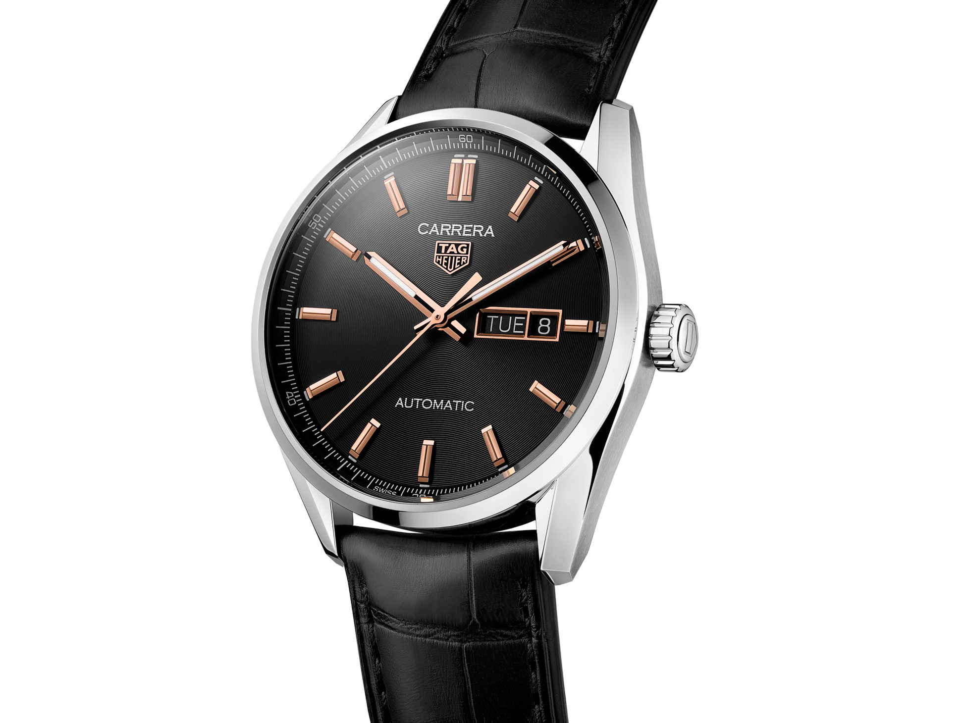  Shop Authentic Tag Heuer Carrera Day Date Black Dial Black Leather Strap Watch for Men - WBN2013.FC6503 - Luxxuri