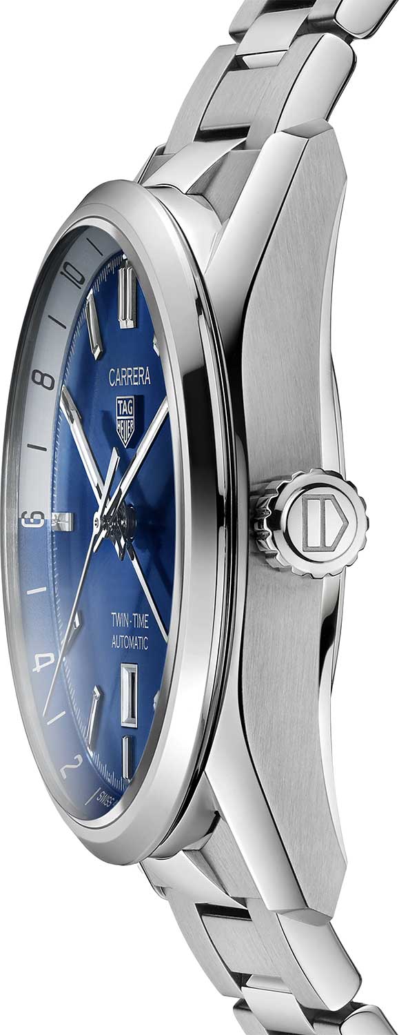  Shop Authentic Tag Heuer Carrera Twin Time Blue Dial Silver Steel Strap Watch for Men - WBN201A.BA0640 - Luxxuri