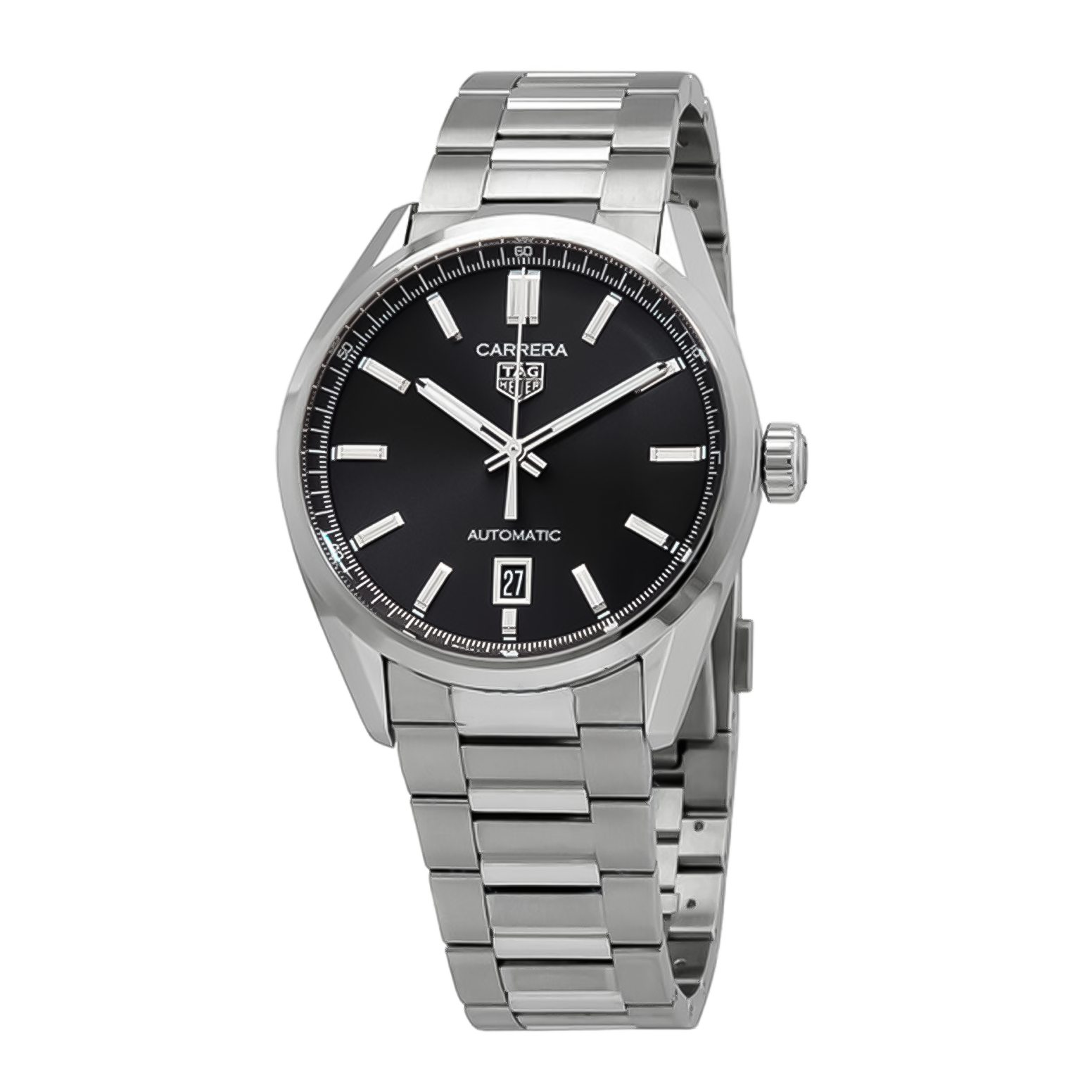  Shop Authentic Tag Heuer Carrera Date Black Dial Silver Steel Strap Watch for Men - WBN2110.BA0639 - Luxxuri