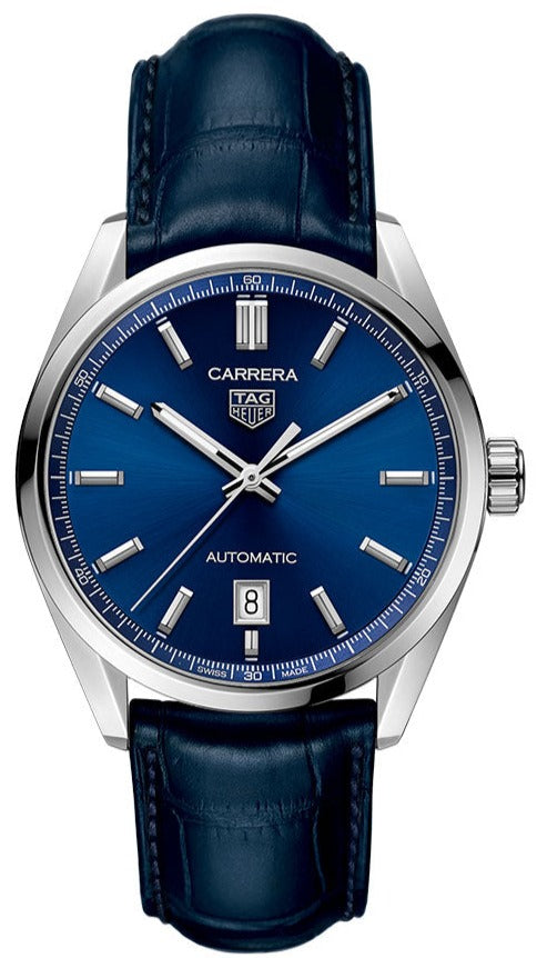  Shop Authentic Tag Heuer Carrera Date Blue Dial Blue Leather Strap Watch for Men - WBN2112.FC6504 - Luxxuri