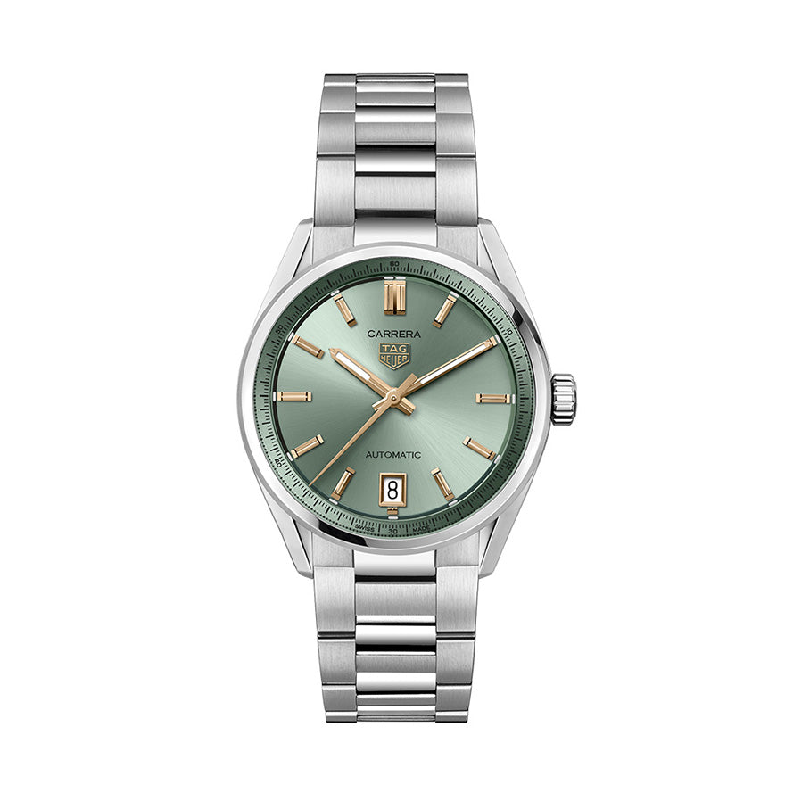  Shop Authentic Tag Heuer Carrera Date Automatic 18K Green Dial Silver Steel Strap Watch for Women - WBN2312.BA0001 - Luxxuri