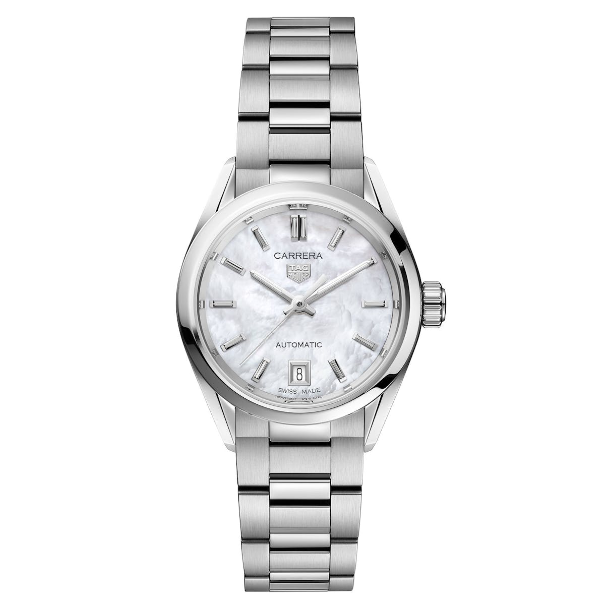  Shop Authentic Tag Heuer Carrera Mother of Pearl Dial Silver Steel Strap Watch for Women - WBN2410.BA0621 - Luxxuri