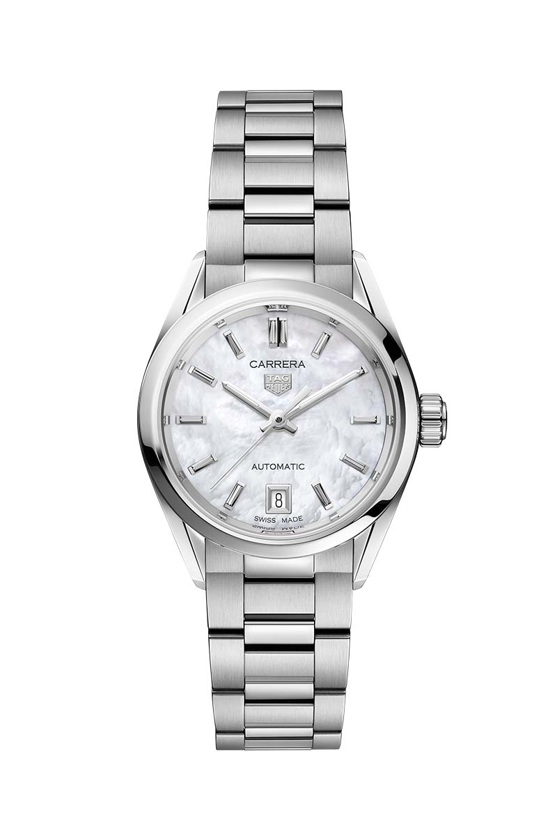  Shop Authentic Tag Heuer Carrera Mother of Pearl Dial Silver Steel Strap Watch for Women - WBN2410.BA0621 - Luxxuri
