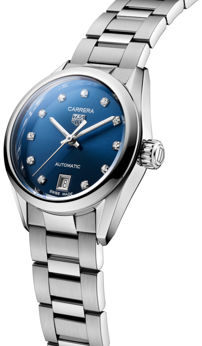  Shop Authentic Tag Heuer Carrera Diamonds Blue Dial Silver Steel Strap Watch for Women - WBN2413.BA0621 - Luxxuri