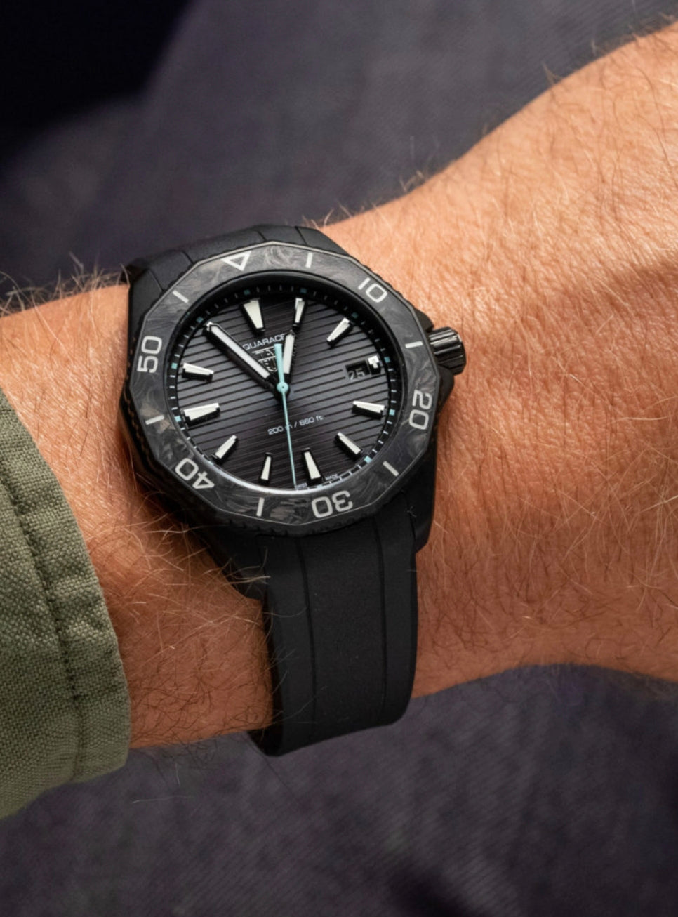  Shop Authentic Tag Heuer Aquaracer Professional 200 Solargraph Quartz Black Dial Black Rubber Strap Watch for Men - WBP1112.FT6199 - Luxxuri