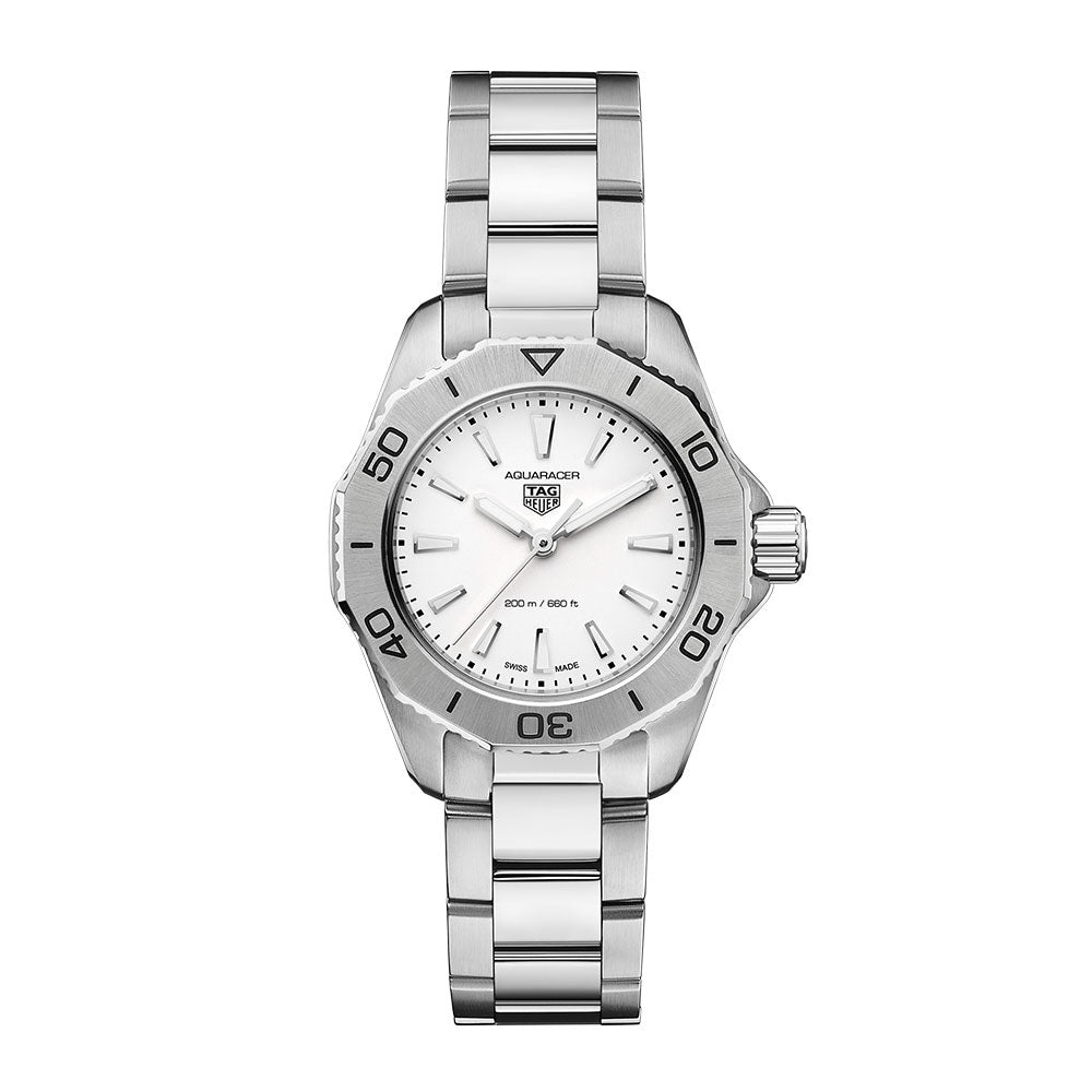  Shop Authentic Tag Heuer Aquaracer Professional 200 Quartz White Dial Silver Steel Strap Watch for Women - WBP1411.BA0622 - Luxxuri