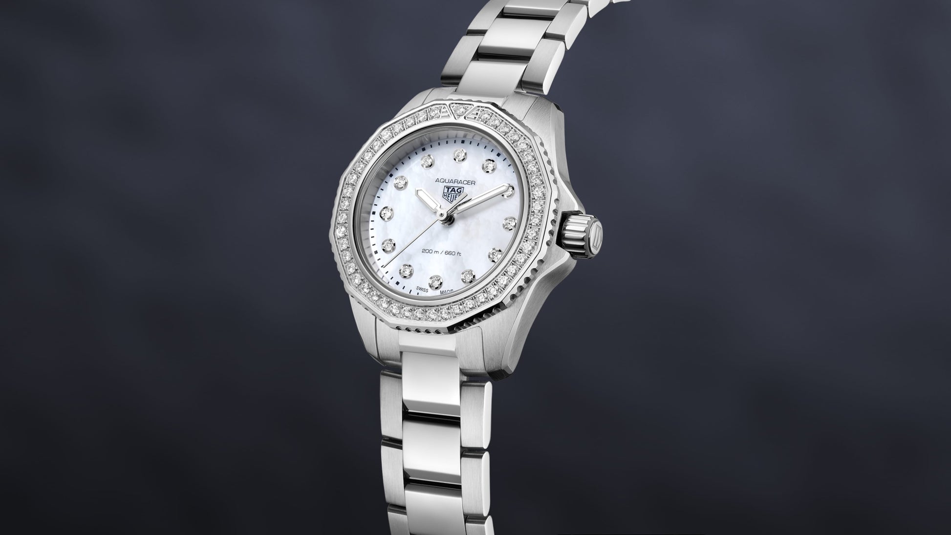  Shop Authentic Tag Heuer Aquaracer Professional 200 Quartz Diamond Mother of Pearl Dial Silver Steel Strap Watch for Women - WBP1417.BA0622 - Luxxuri