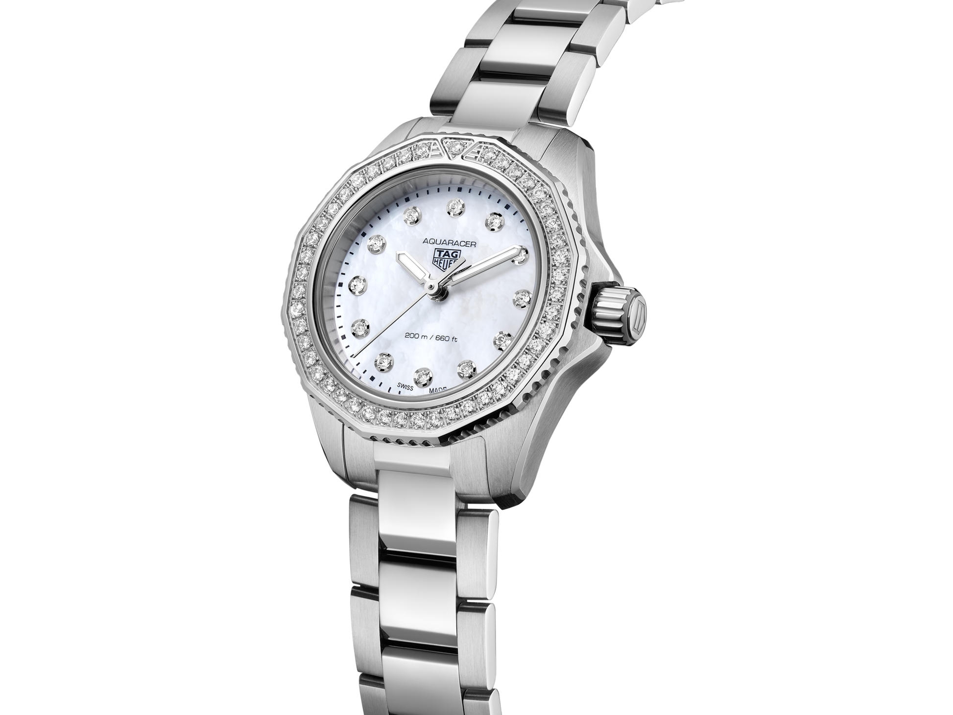  Shop Authentic Tag Heuer Aquaracer Professional 200 Quartz Diamond Mother of Pearl Dial Silver Steel Strap Watch for Women - WBP1417.BA0622 - Luxxuri