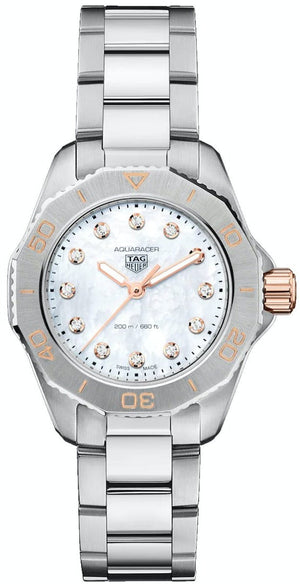  Shop Authentic Tag Heuer Aquaracer Professional 200 Quartz Diamonds White Dial Silver Steel Strap Watch for Women - WBP1450.BA0622 - Luxxuri