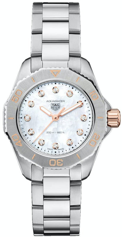  Shop Authentic Tag Heuer Aquaracer Professional 200 Quartz Diamonds White Dial Silver Steel Strap Watch for Women - WBP1450.BA0622 - Luxxuri